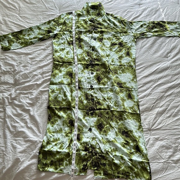 Green Coverup Long Sleeve collared shirt Swimsuit ButtonDown - Picture 8 of 12